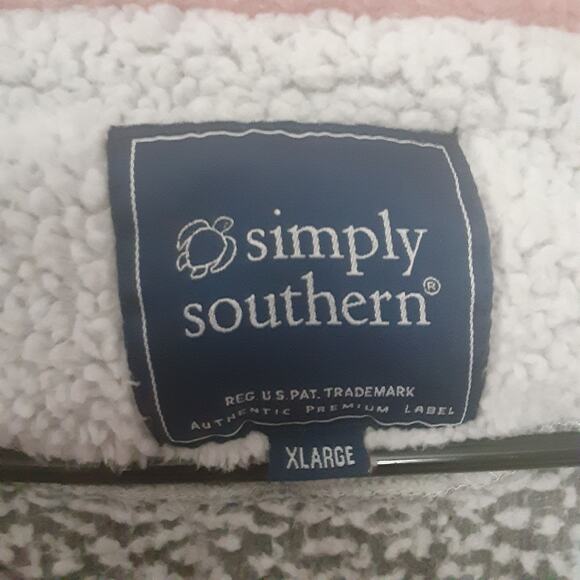 Simply Southern Sherpa Pullover Sweater Women's XL Pink White 1/4 Button - Picture 4 of 7